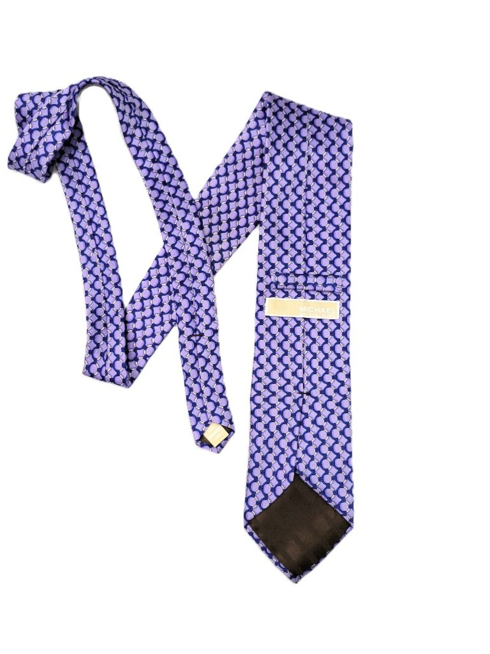 Michael Kors Mens Silk Necktie Purple Lavender Geometric Chain Link Medallion